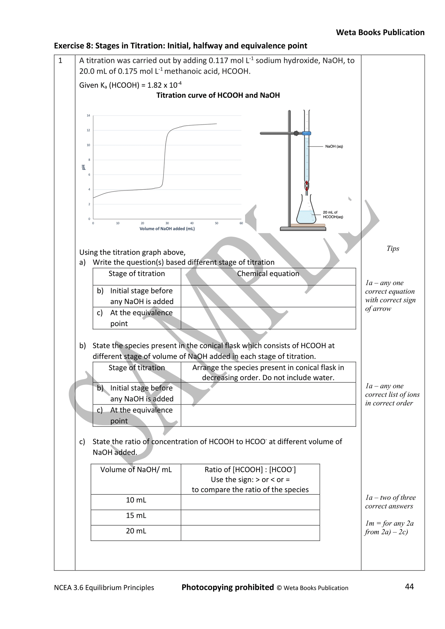 NCEA Level 3 Chemistry Aqueous Equilibrium Workbook