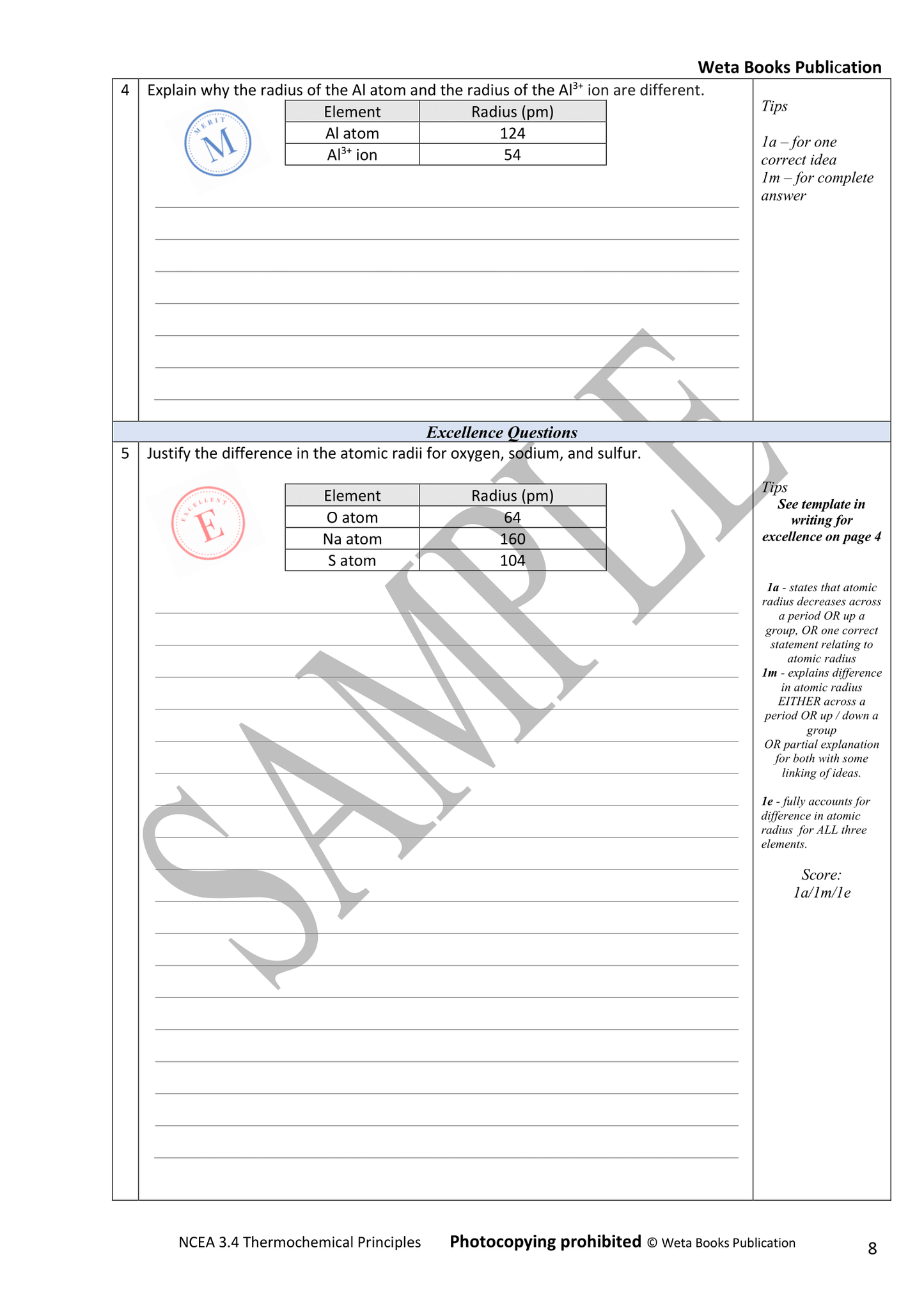 NCEA Level 3 Chemistry Thermochemical Principles Workbook