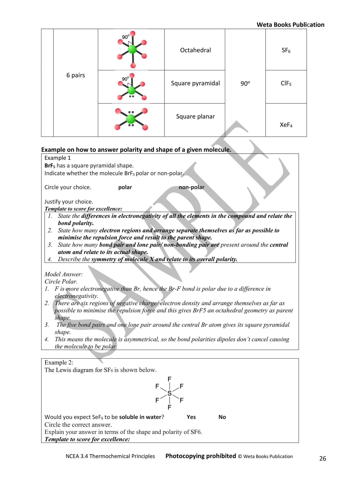 NCEA Level 3 Chemistry Thermochemical Principles Workbook